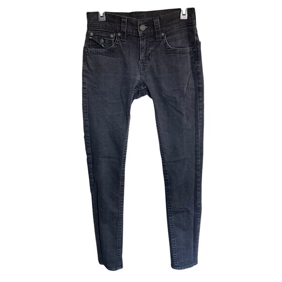 TRUE RELIGION $149 MENS ROCCO SKINNY FLAP JEANS IN BODY RINSE BLACK 28/33 - Picture 1 of 13